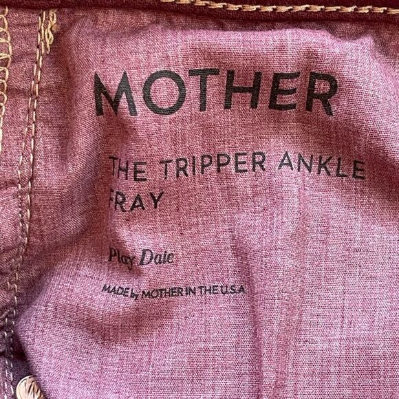 Mother The Tripper High-Rise Stretch Ankle Fray Cropped Jeans Burgundy Size 34 - Picture 8 of 14